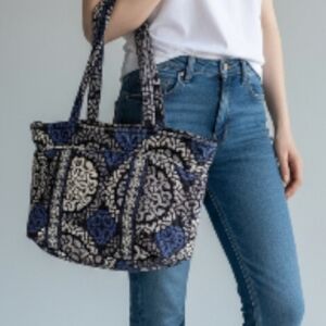 Vera Bradley Blue/Black/Cream Combo Patterned Tote Bag